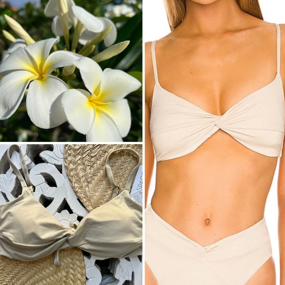 💦 L*SPACE 💦 SHIMMER RINGO BRALETTE BIKINI SWIM TOP - BONE